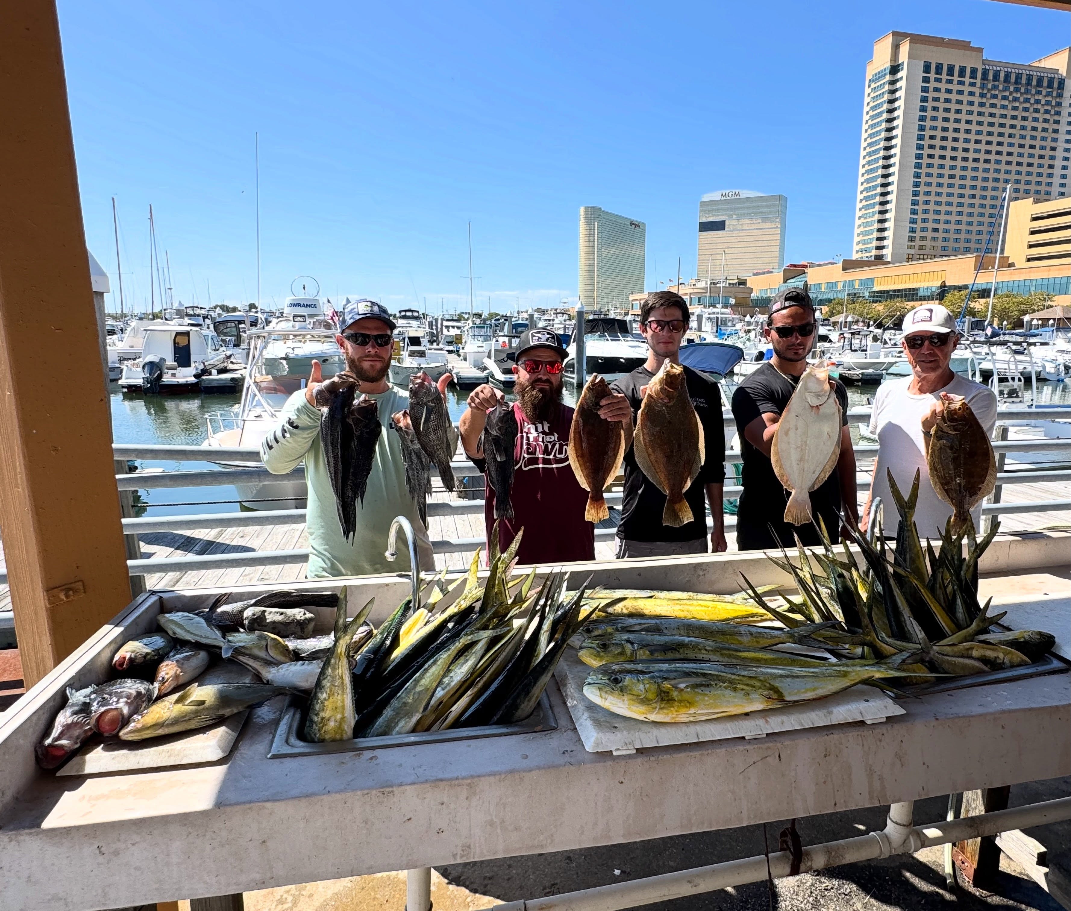 Quick boat limit of mahis followed up by some good bottom fishing for the time we put in. 

Some weather to come but hopefully we get a few days again soon!

Upcoming availability - 
9/28 - Open
10/3 - Mahi/Tilefish Open
10/4 - Sea Bass
10/5 - Mahi/Tilefish Open
-
For upcoming availability & bookings -
📞 - 856-340-3408